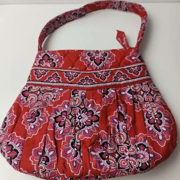 Vera Bradley Frankly Scarlet Hanna Bag Mini Red Paisley Quilted Purse Clutch - Picture 3 of 8